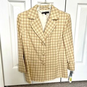 Preston & York Women's butter yellow vintage Plaid Jacket size 12 NWT